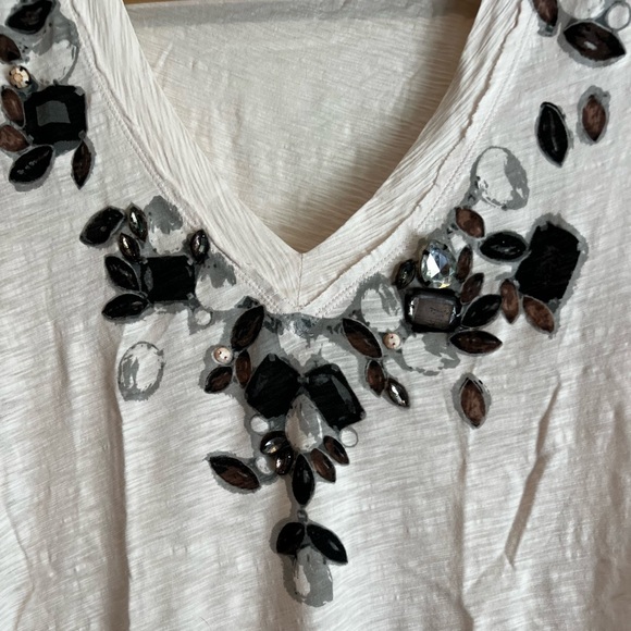 J Crew Painted + Embellished Jewel T-Shirt - Picture 2 of 6